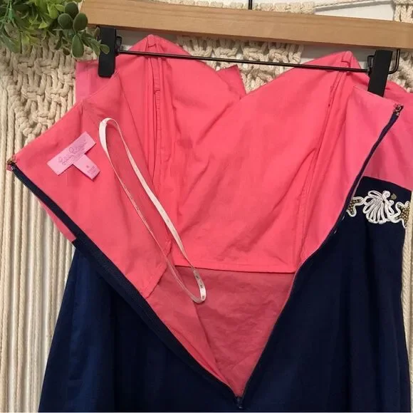 LILLY PULITZER Krissa Strapless Dress Multi Colorblock Pink Blue Size 6 - Picture 11 of 16